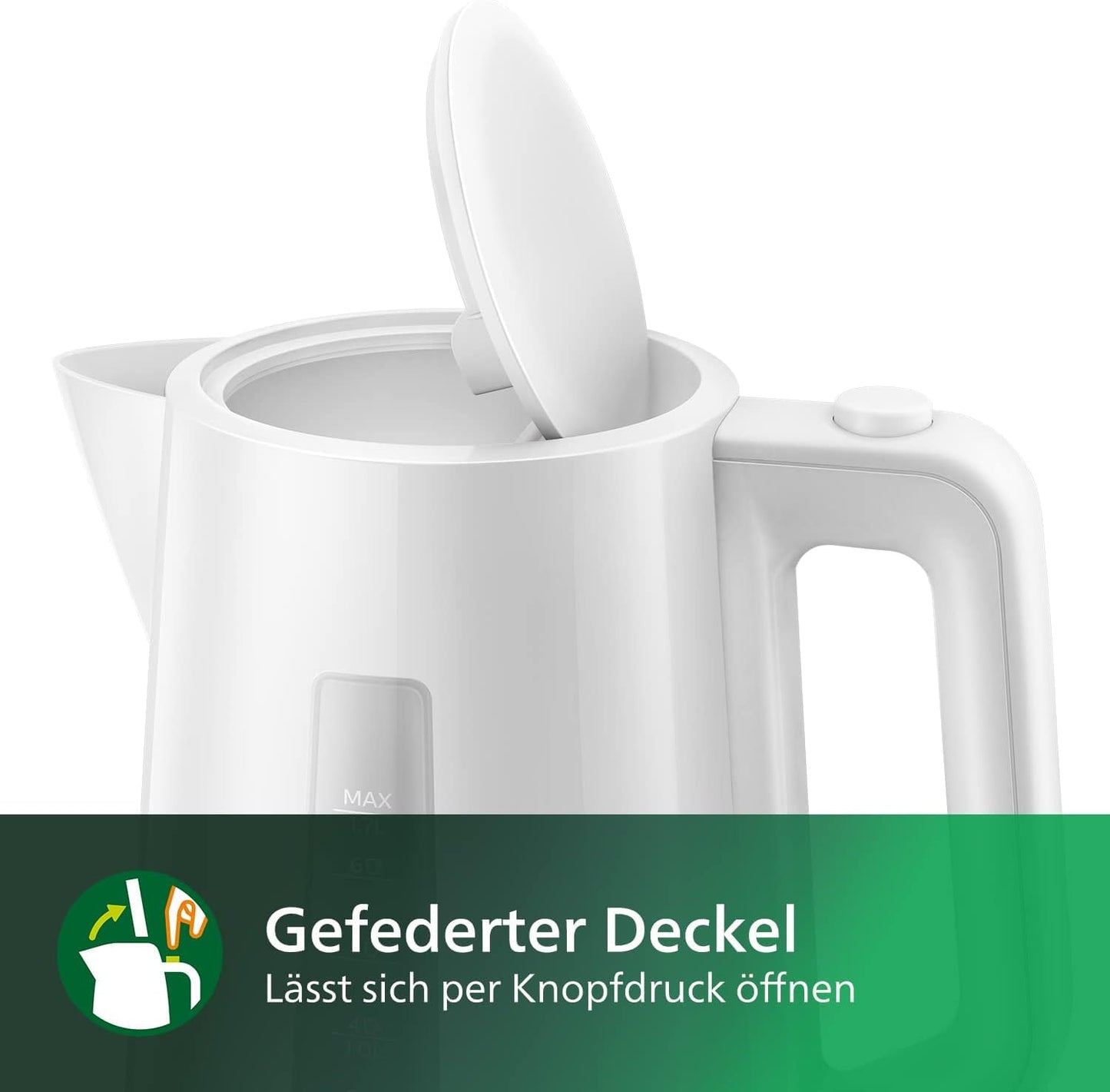 Philips kettle - 1.7 L capacity with control display, pirouette base, white (HD9318/00)