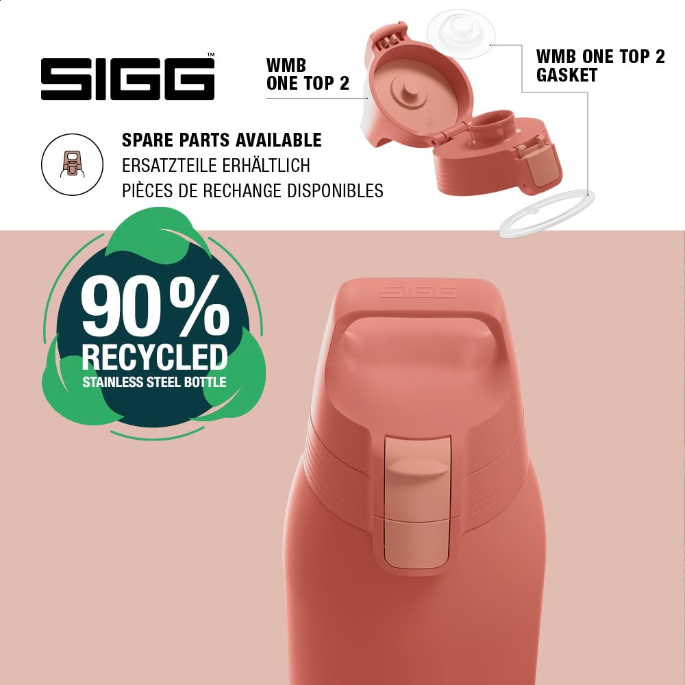 SIGG - Insulated drinking bottle - Thermos bottle Shield Therm One Eco Red carbonated drinks - Leak-proof - Dishwasher safe - BPA-free - 90% recycled stainless steel - Rust red - 1L - 6021.80