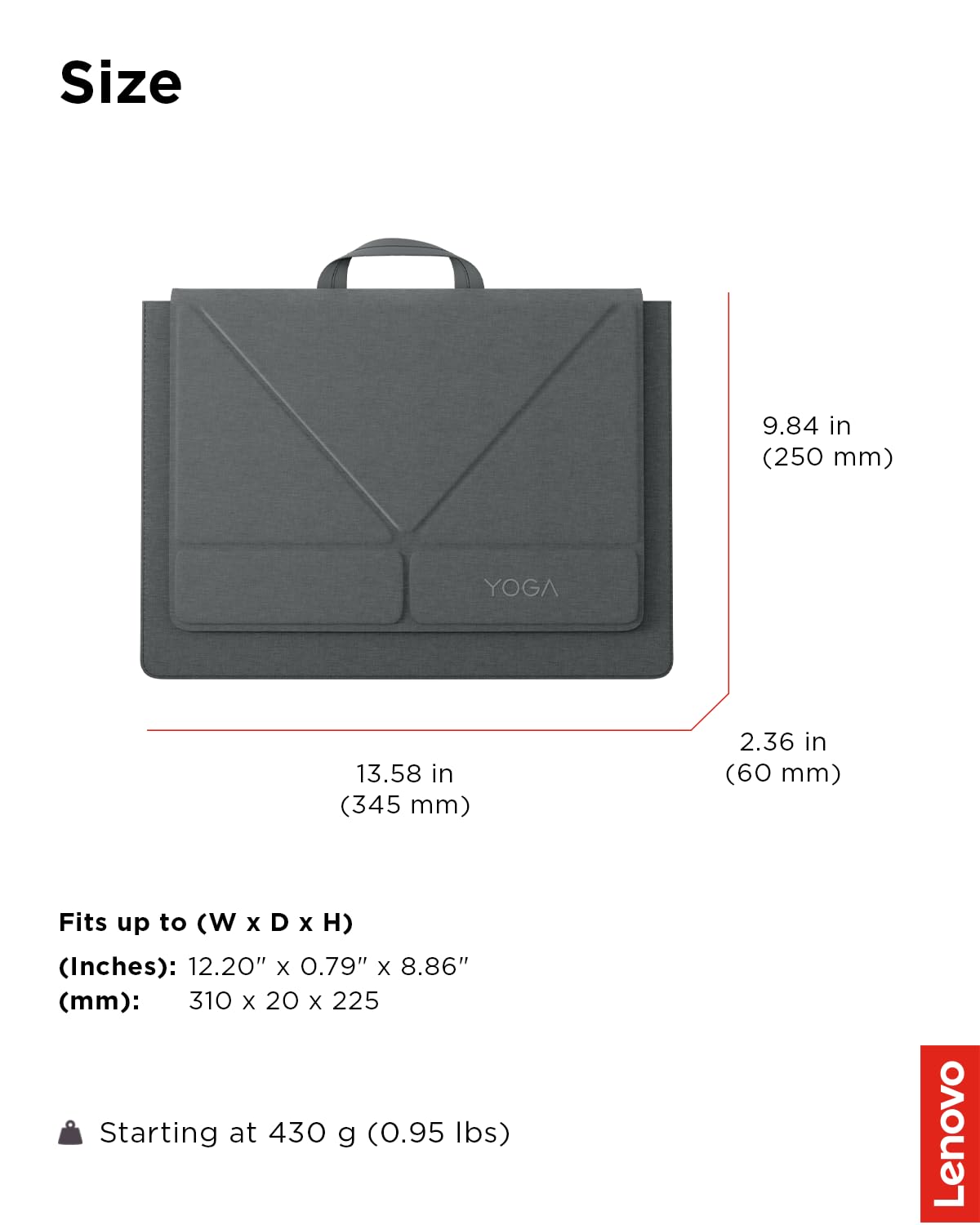 Lenovo Yoga Tote Sleeve | Husa flexibilă pentru laptop de 14 inch | Subțire și ușoară | Culoare gri lună - GX41U86727