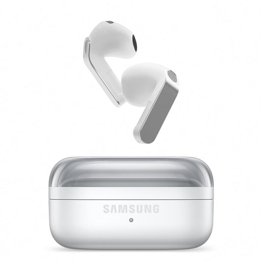 Samsung Galaxy Buds4, Wireless Bluetooth Headphones, 1-Way Speaker, Adaptive Noise Canceling, In-Ear Earphones with 360 Audio, AI Agent with Voice Control, White - SM-R540