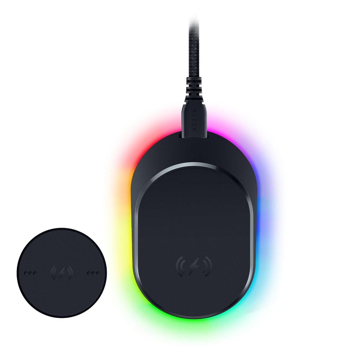 Razer Mouse Dock Pro & Charging Puck - Magnetic Wireless Charging Station & Battery (Hyperspeed 4K Hz, 8 RGB Chroma Lighting & Module for Compatible Mice) Black - RZ81-01990100-B3M1