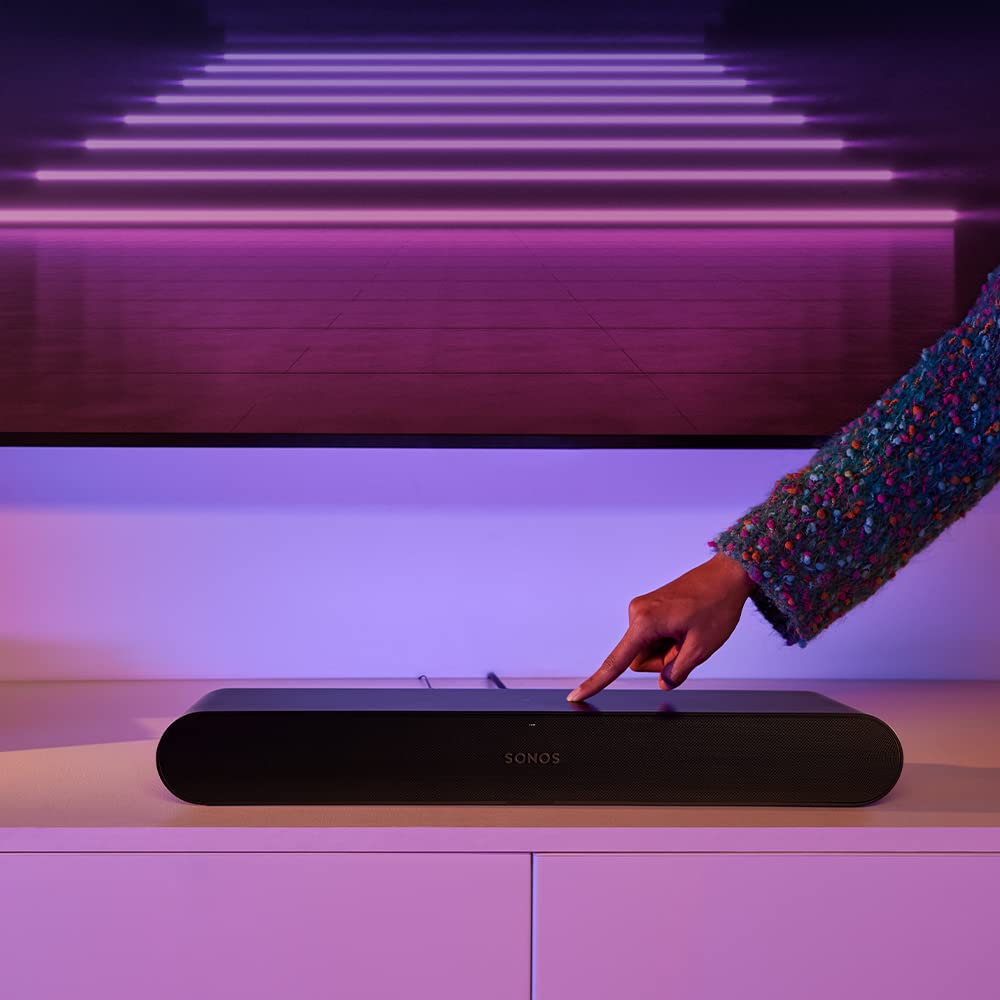 Sonos Ray Soundbar – O soundbar compactă unică All-in-One cu sunet de blockbuster pentru filme, jocuri și streaming muzical prin WiFi – Compatibilă cu aplicația și Apple AirPlay – În negru - RAYG1EU1BLK