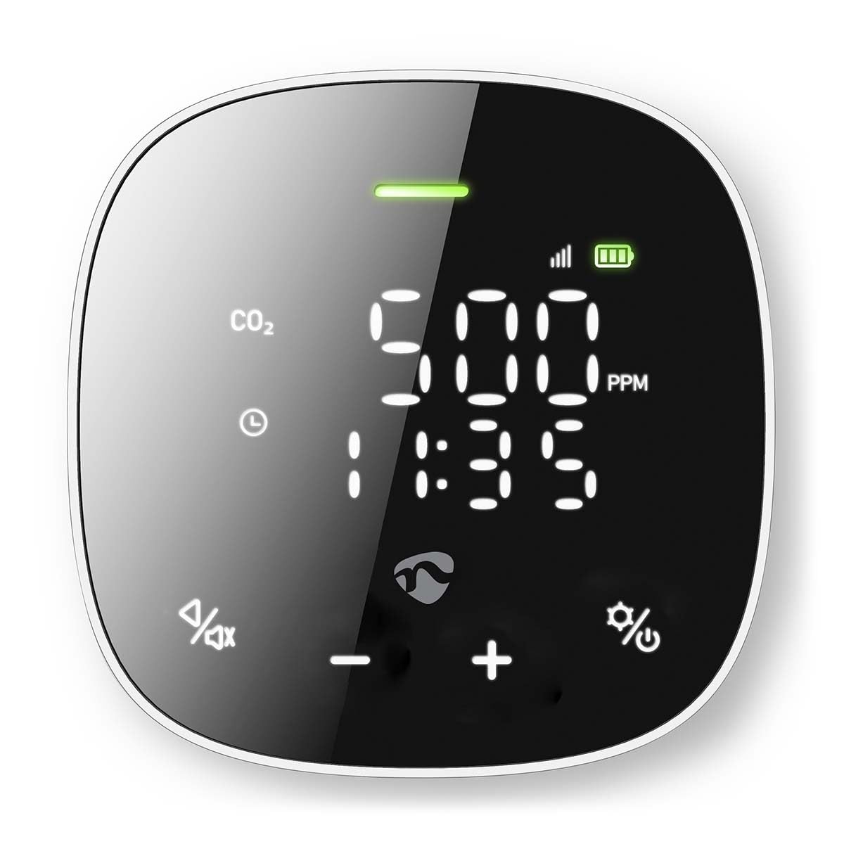 SmartLife Monitor de calitate a aerului - Wi-Fi - inclusiv display - Dioxid de carbon (CO2) / Umiditate / Temperatură - Android/iOS - Negru/Alb - WIFISA20CBK