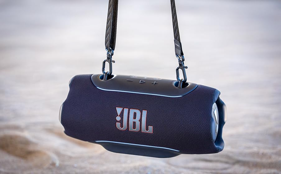 JBL Xtreme 5 portable Bluetooth speaker with JBL Pro Sound, practical shoulder strap, IP68 waterproof, integrated power bank, blue - JBLXTREME5BLU