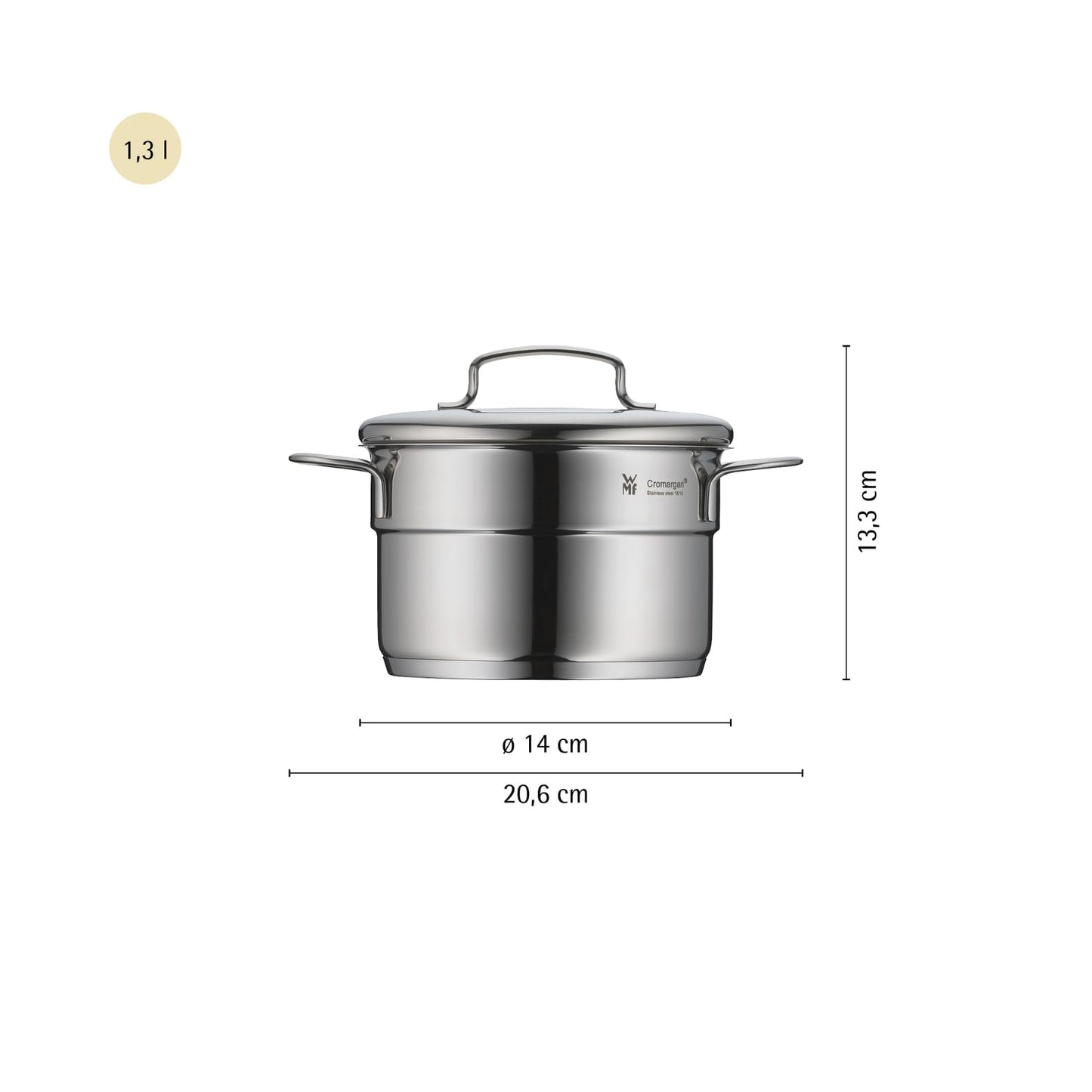 WMF Mini Advantage pot set induction small 5-piece, cooking pot set with metal lid, Cromargan stainless steel, pot set stackable ideal for small portions - 798566040