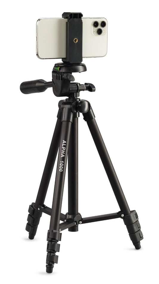 CULLMANN - 52104 - Alpha 1000 Tripod Mobile Bluetooth - smartphone holder and Bluetooth trigger - extension height 106 cm - pack size 37 cm - with 3-way head - max. load capacity 1 kg - weight 480 g - black