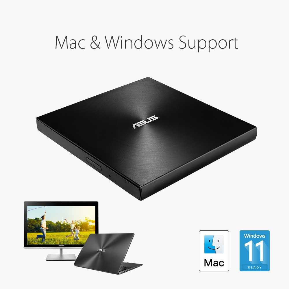 Asus ZenDrive U9M external DVD burner (for Apple MacBook & Windows PCs/Notebooks, incl. USB-C cable, burning software & Nero backup app, M-Disc support, USB 2.0) Gold - SDRW-08U9M-U/BLK/G