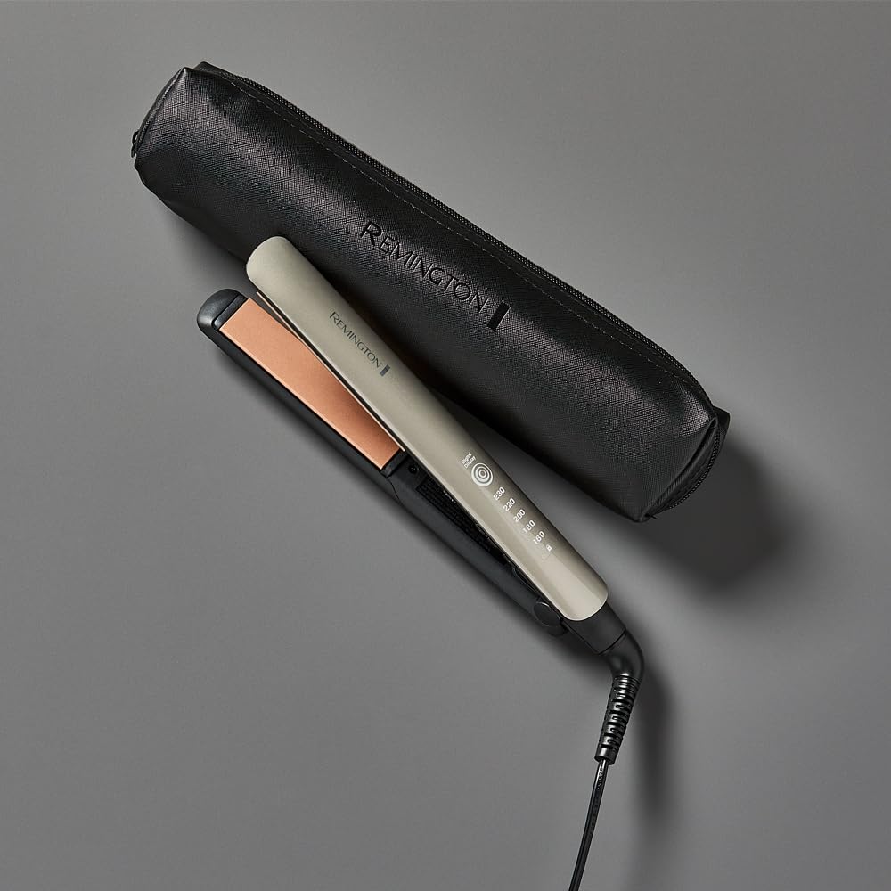 Remington professional straightener [heat protection sensor to reduce hair damage] Keratin Protect (high-quality keratin ceramic coating with almond oil) digital display, 160-230°C, hair straightener S8593