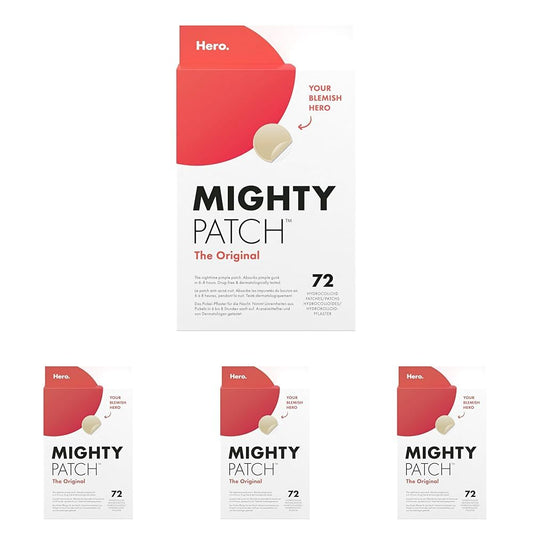 Mighty Patch Original Pimple Patches by Hero Cosmetics, small hydrocolloid patches for acne treatment, 72 pieces (pack of 4) - 509870