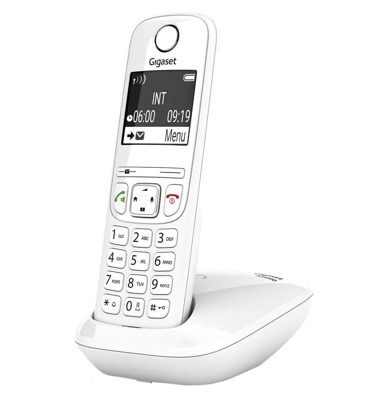 Gigaset AS690 - Cordless DECT telephone - large, high-contrast display - brilliant audio quality - adjustable sound profiles, hands-free function - call protection, white [German version] - AS690,