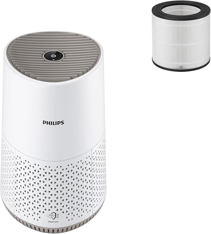 Philips air purifier 600 series, ultra-quiet and energy efficient for allergy sufferers, HEPA filter removes 99.97% of pollutants, for rooms up to 44m², app-controlled, white (AC0650/10)