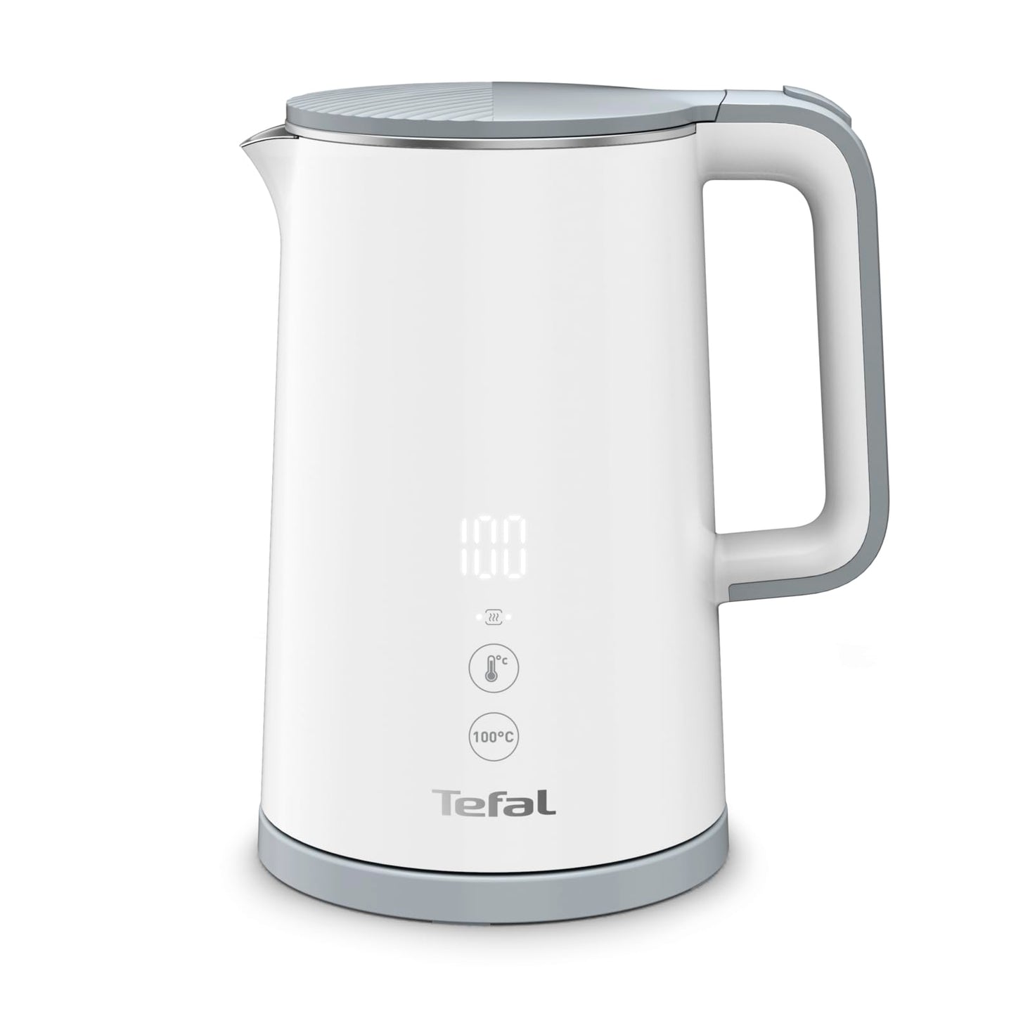 Tefal KO6931 Sense kettle, 1.5 L capacity, digital display, 5 temperature levels, 360° base, water level indicator, removable limescale filter, 30 minute warming function, 1800W, white
