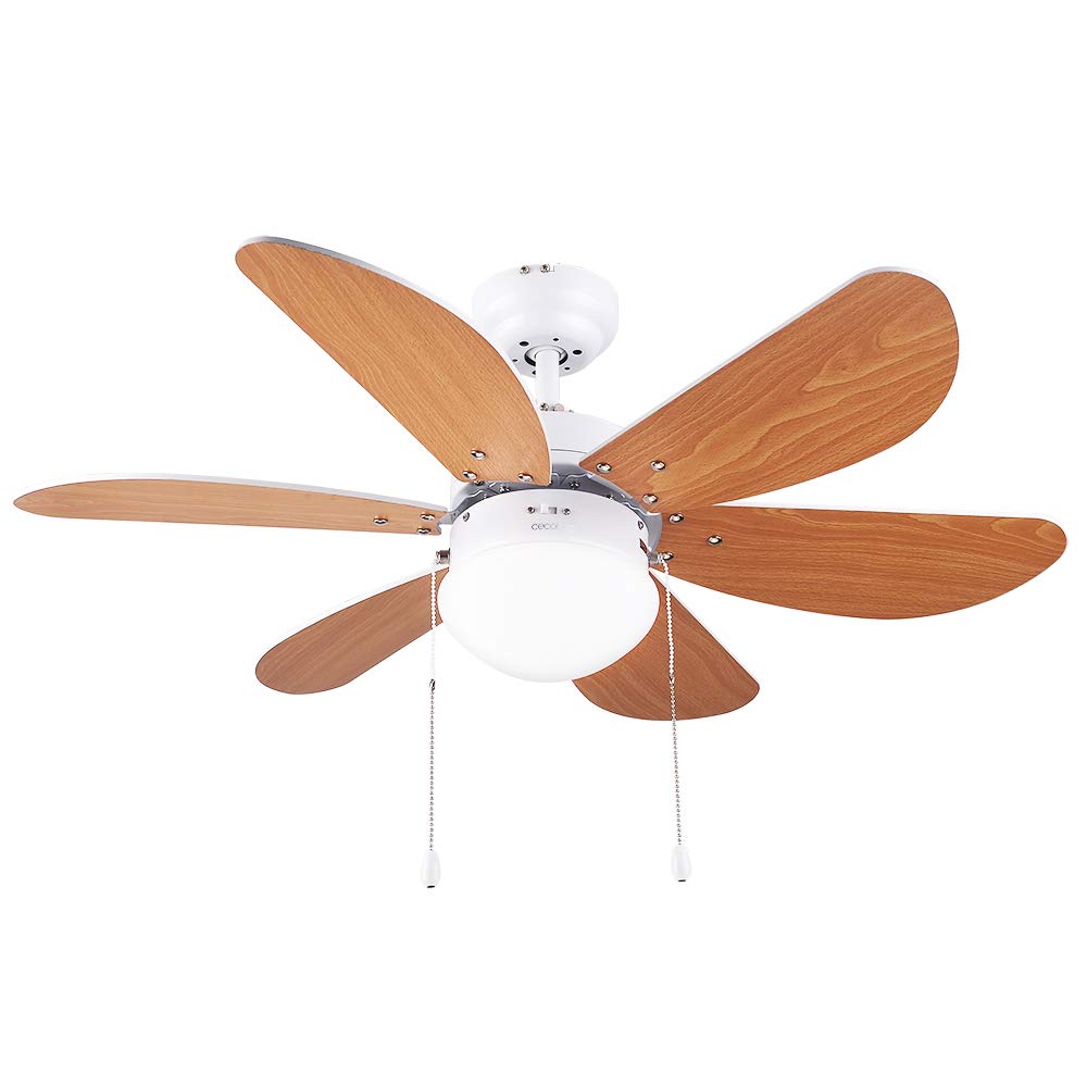 Cecotec ceiling fan with remote control and timer EnergySilence Aero 5250 Black Design. 40W, diameter 132cm, DC motor, LED light, 6 speeds, winter function, wooden leaves - 05939