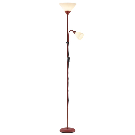 Brilliant Spari Floor Lamp with Reading Light in Red - LED Floor Lamp - 1.8 m Standing Light - Suitable for LED Bulbs (E27 & E14 Socket) - with Adjustable Reading Arm - 93008/01