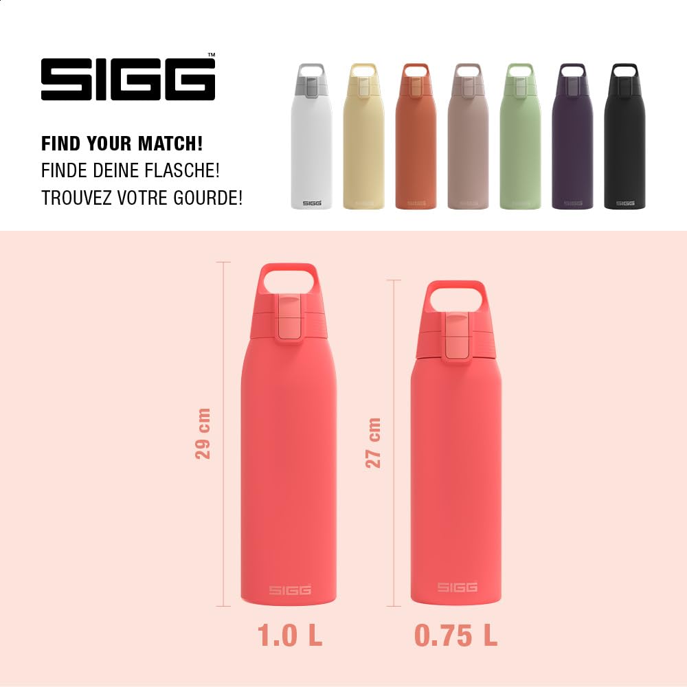 SIGG - Insulated drinking bottle - Thermos bottle Shield Therm One Watermelon - carbonated drinks - leak-proof - dishwasher safe - BPA-free - 90% recycled stainless steel - pink - 1L - 6218.20