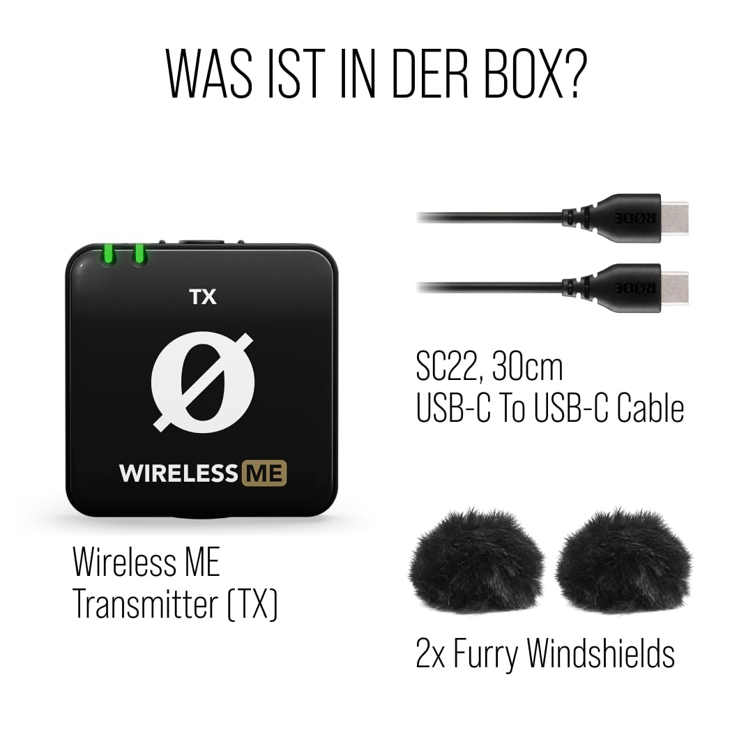RØDE Wireless ME TX - Ultra-compact wireless transmitter with built-in microphone, GainAssist technology and over 100 m range for filming, interviews and content creation (transmitter only) - WIMETX