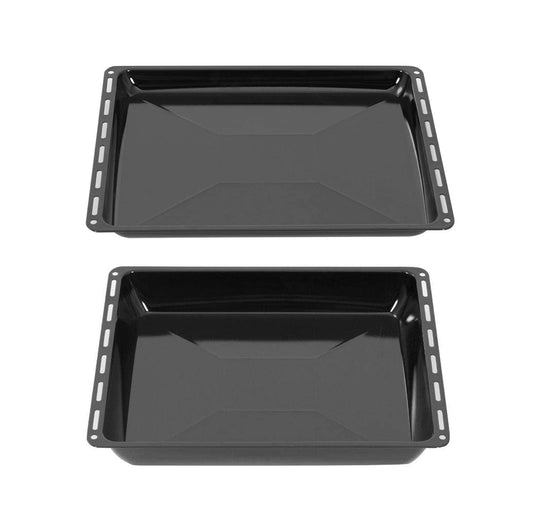 ICQN baking tray set 455 × 375 × 30 & 60 mm extra depth, compatible with Bosch, Siemens, Constructa & Neff, enameled baking trays for ovens and stoves - Yak0017-Yak0018