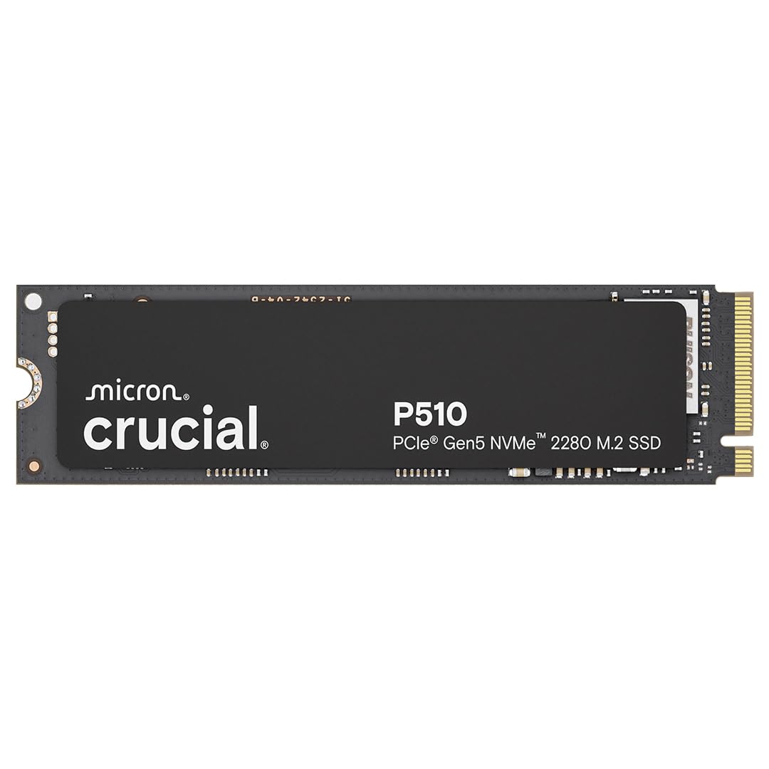 Crucial P510 SSD 1TB M.2 NVMe PCIe 5.0 x4 Gen5, up to 11,000 MB/s read, 9,500 MB/s write, for laptop and desktop PC, TLC NAND, internal hard drive - CT1000P510SSD8-01