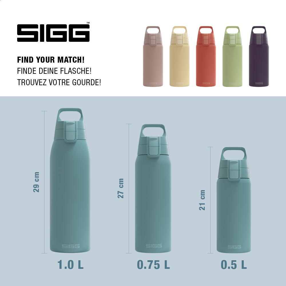 SIGG - Insulated drinking bottle - Thermos bottle Shield Therm One Morning Blue - carbonated drinks - leak-proof - dishwasher safe - BPA-free - 90% recycled stainless steel - gray blue - 0.5L - 6022.00