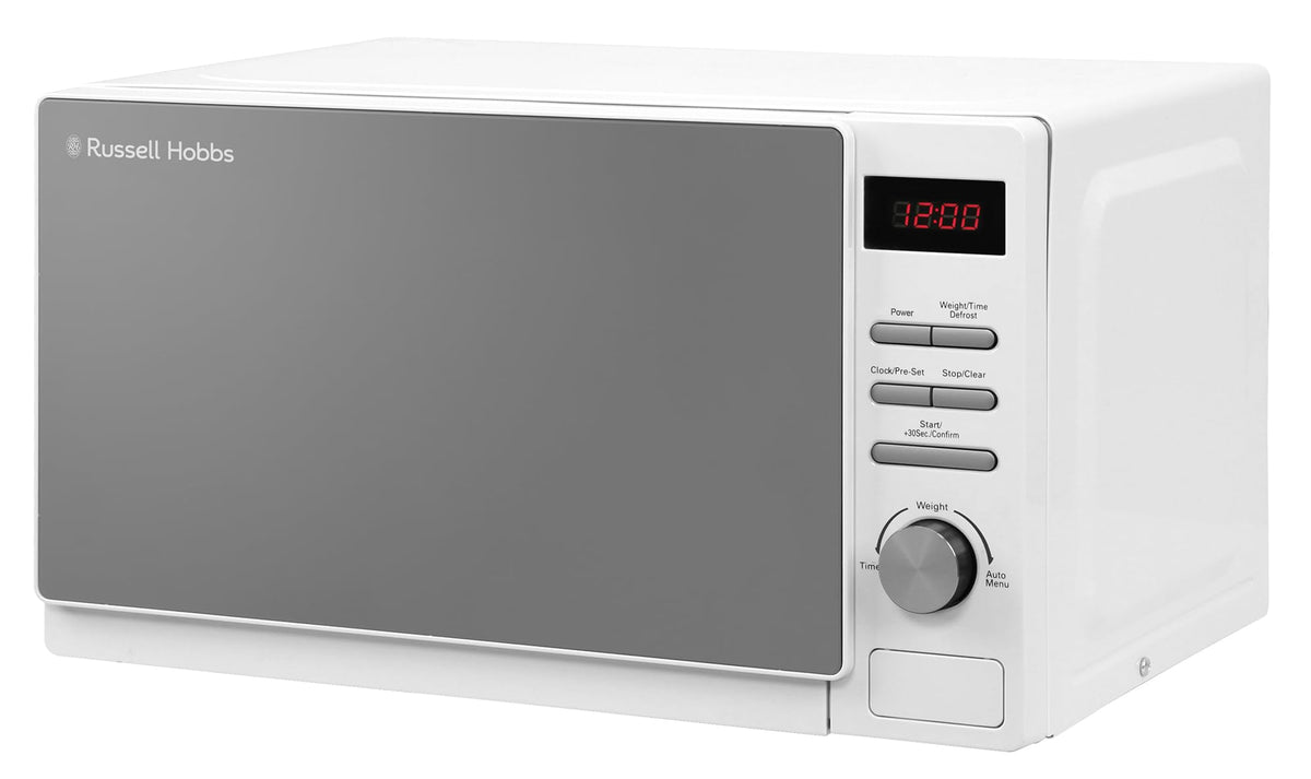 Russell Hobbs RHM2079A Digital Solo Microwave, 20 L, 800 W, 5 power levels, automatic defrosting, 8 automatic cooking menus, clock and timer, easy to clean, White - RHM2079A-EUAZ