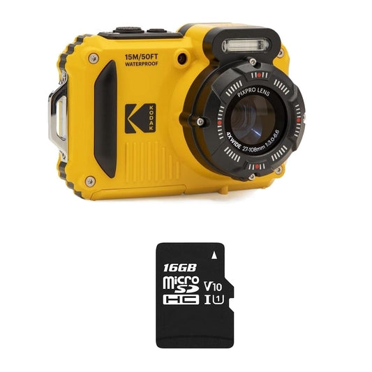 KODAK Pixpro Pack WPZ2 + 1 SD card KODAK - Compact 16M pixels, waterproof to 15m, shockproof, video 720p, LCD display 2.7 inch - lithium-ion battery - yellow