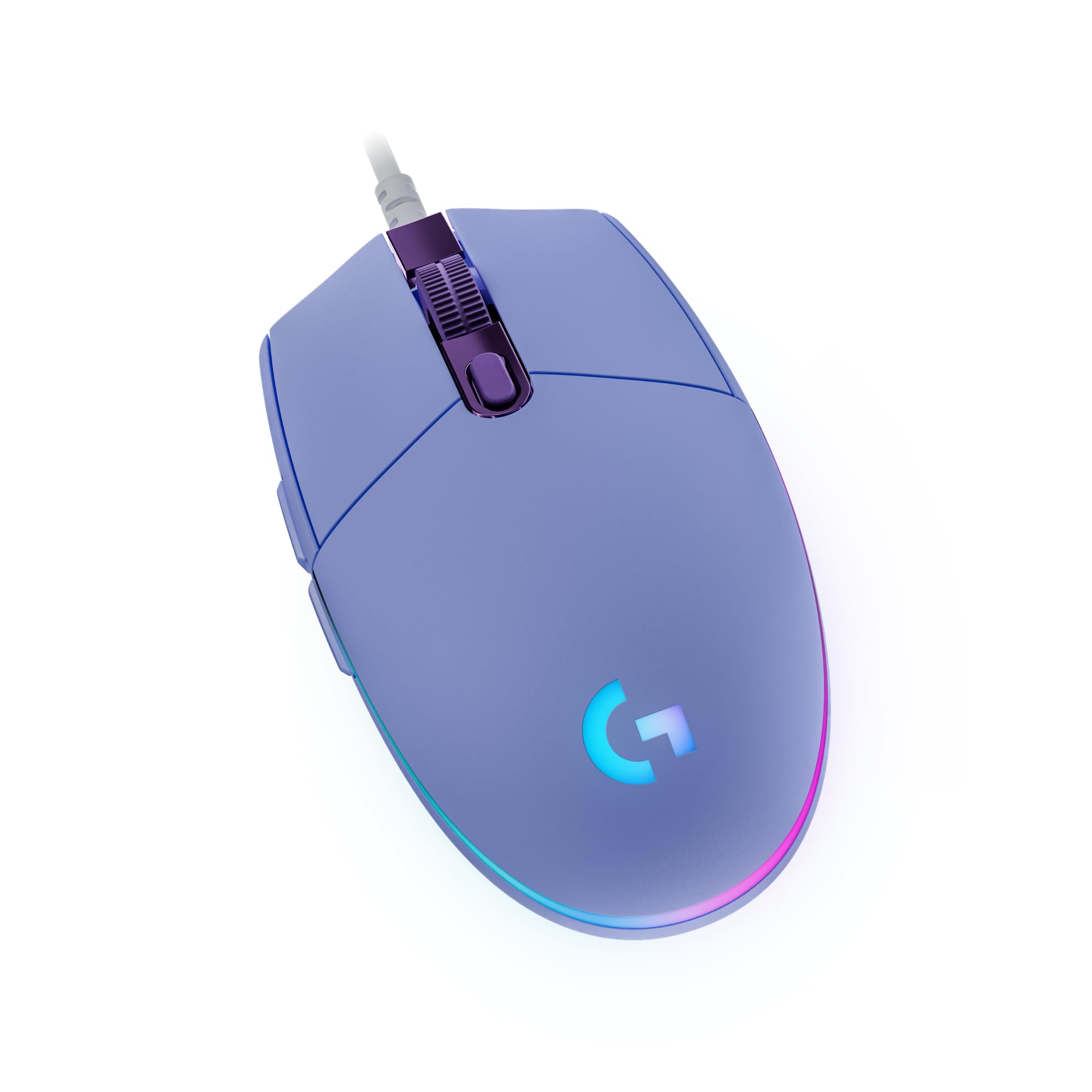 Logitech G203 gaming mouse with customizable LIGHTSYNC RGB lighting, 6 programmable buttons, gaming-ready sensor, 8,000 DPI tracking, light weight - purple - 910-005853