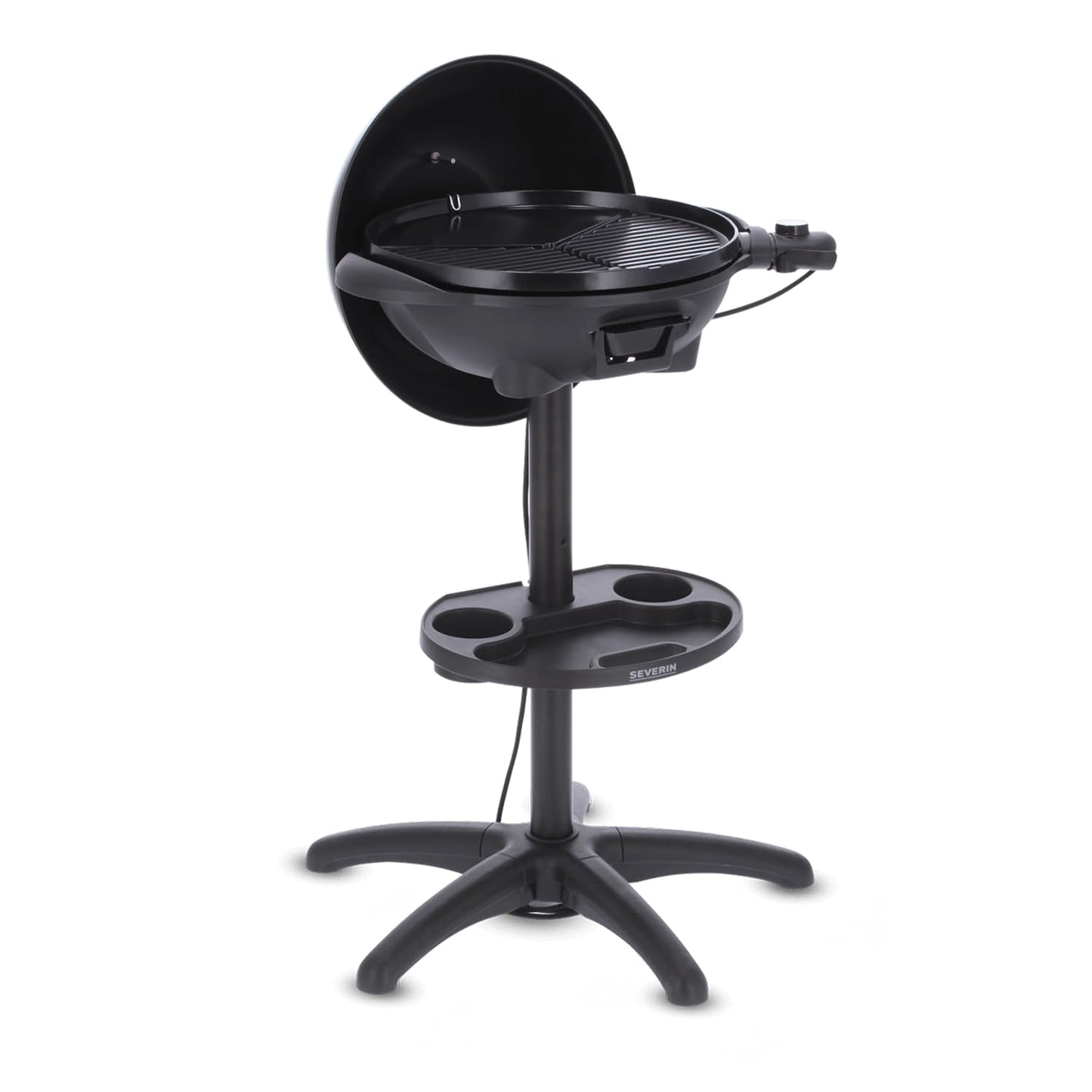 SEVERIN barbecue/freestanding grill with hood, electric grill with thermostat, grill plate with ceramic coating, 2,000W, grill surface Ø 41 cm, matt black, PG 8541