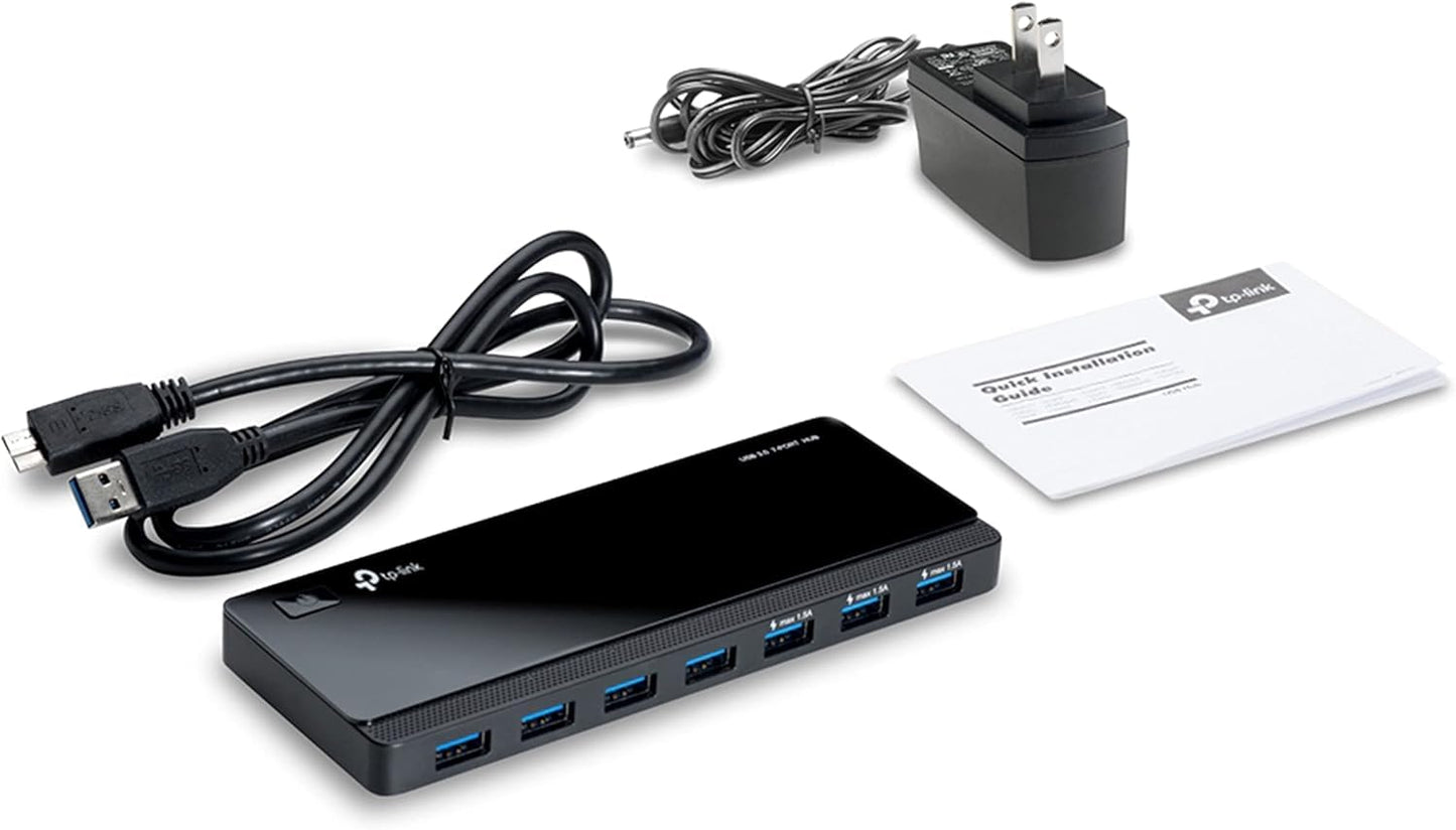 TP-Link UH700 USB 3.0 hub with power supply, 7-port USB distributor & splitter, ideal USB adapter multiple times for Windows, Mac, Chrome & Linux OS, with power supply & ON/OFF switch - TL-UH700