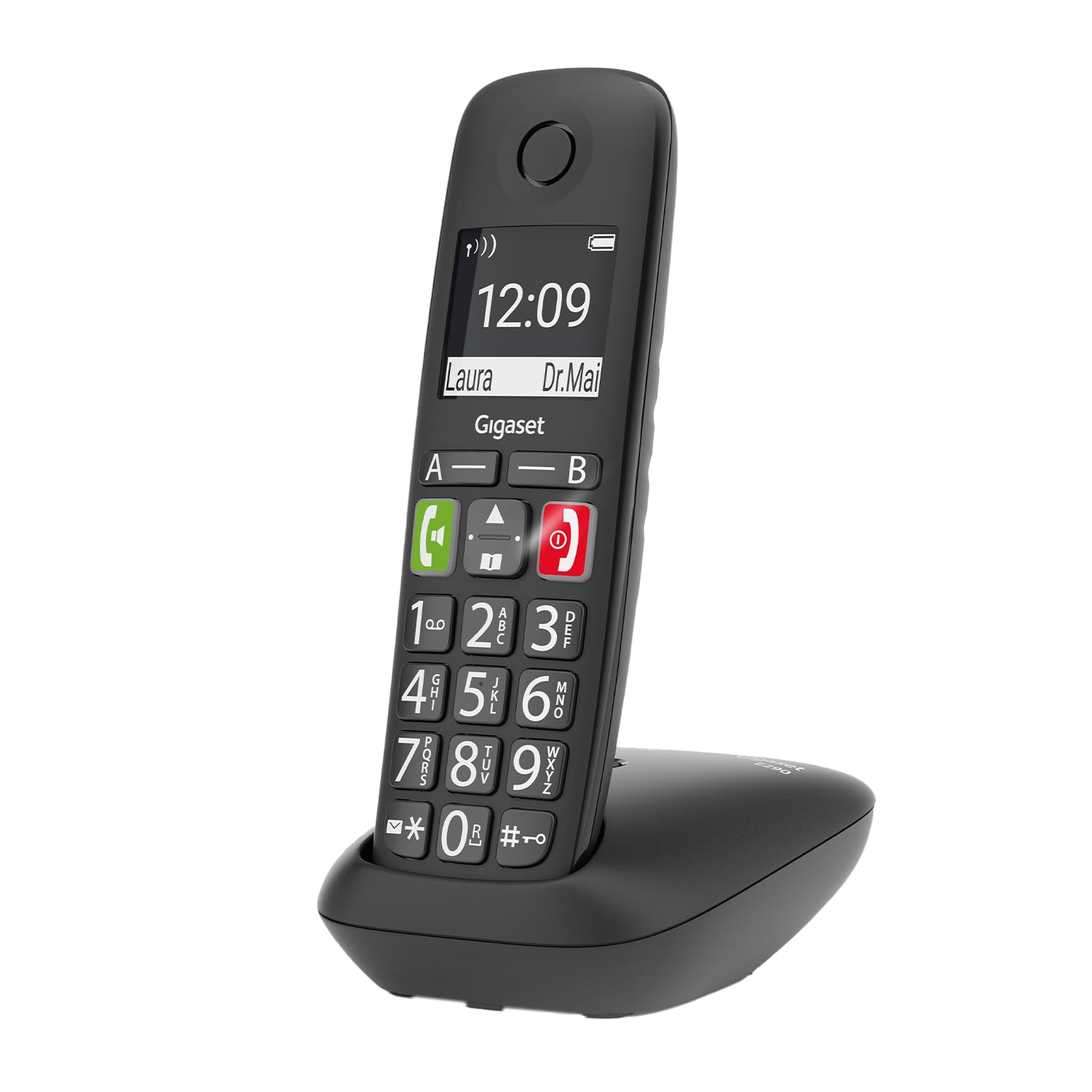 Gigaset E290 - Cordless senior telephone without answering machine with large buttons - direct dialing buttons for important numbers, amplifier function for extra loud listening, black [German version]