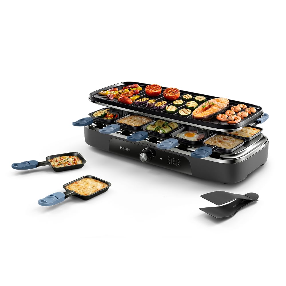 Grătar Raclette Philips 2-in-1 5000 Series, Control al temperaturii, 1500W - HD6421/85