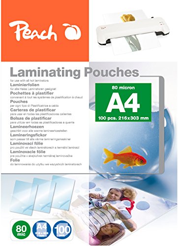 Pungi de laminare peach A4-80 mic - 10 x 100 pungi - lucioase - calitate premium pentru cele mai bune rezultate de laminare - compatibile cu dispozitive de la toate producatorii de marci - PP580-0210A