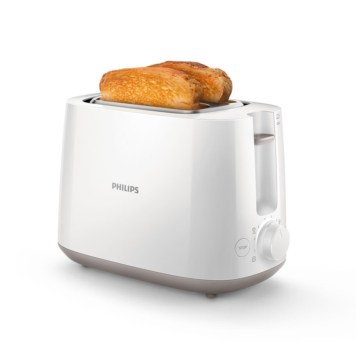 Philips toaster - 2 toast slots, 8 levels, bun attachment, defrost function, lift function, automatic switch-off, white (HD2581/00)