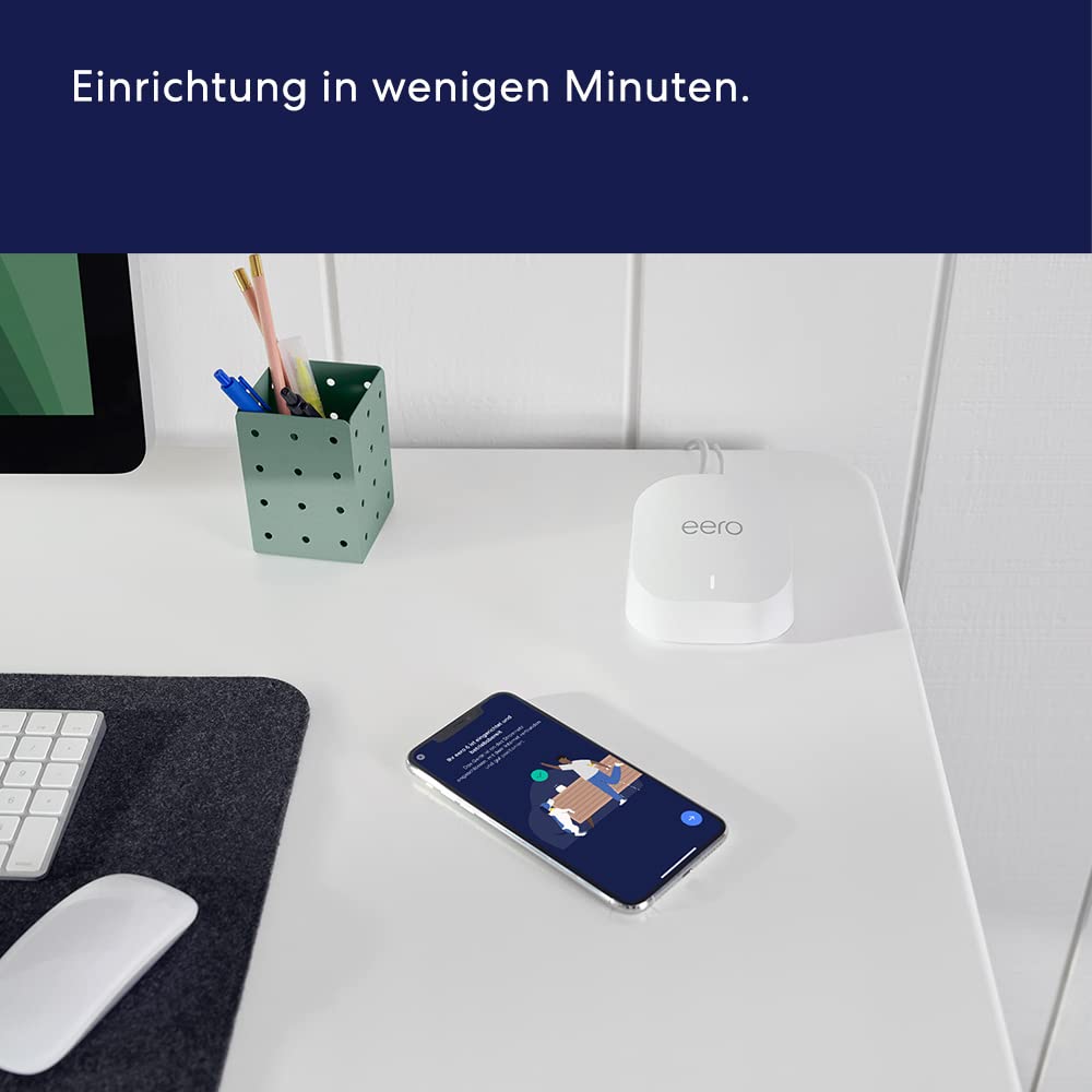Amazon eero 6+ mesh WiFi router | 1Gbps Ethernet | Up to 420 m² coverage | Connects to over 75 devices | Three pack | 2022 - R010001