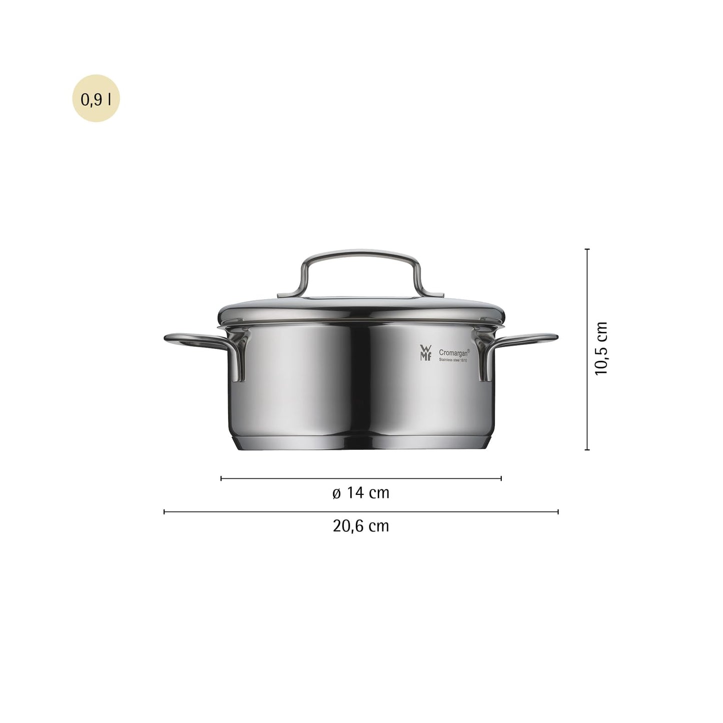 WMF Mini Advantage pot set induction small 5-piece, cooking pot set with metal lid, Cromargan stainless steel, pot set stackable ideal for small portions - 798566040
