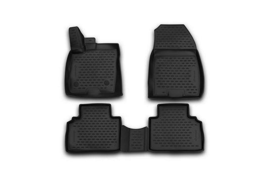 Element 3D rubber floor mats suitable for Ford Tourneo Courier | 2014-2024 | 100% custom-fit all-weather floor mats made of TPE, high edge, waterproof, non-slip, odorless - FORD