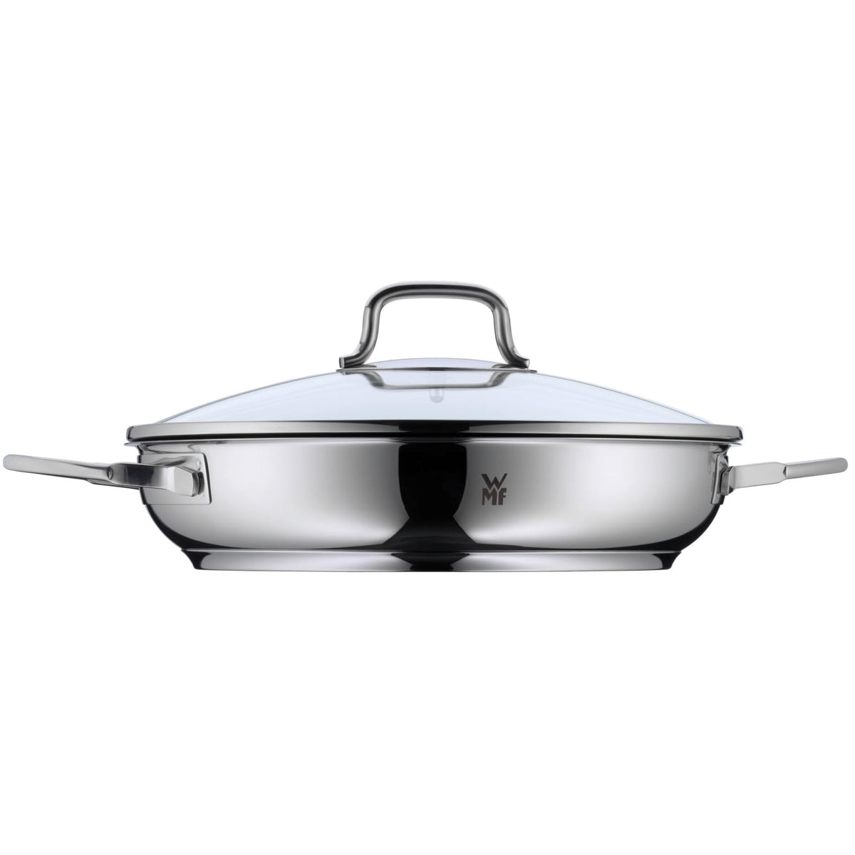 WMF Devil Serving Casserole Induction 26 cm with Glass Lid, Oven-Safe Pan, Serving Pan, Cromargan Stainless Steel Coated, Ceramic Coating, Oven-Safe - 738706290