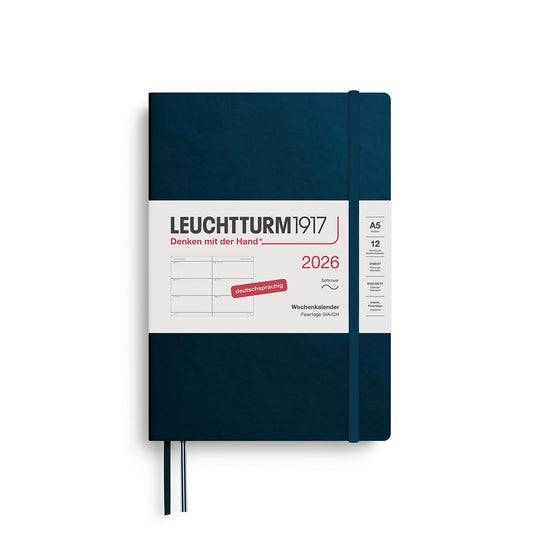 LEUCHTTURM1917 372561 Weekly Calendar Medium (A5) 2026, 12 Months, Softcover, Deep Sea, German