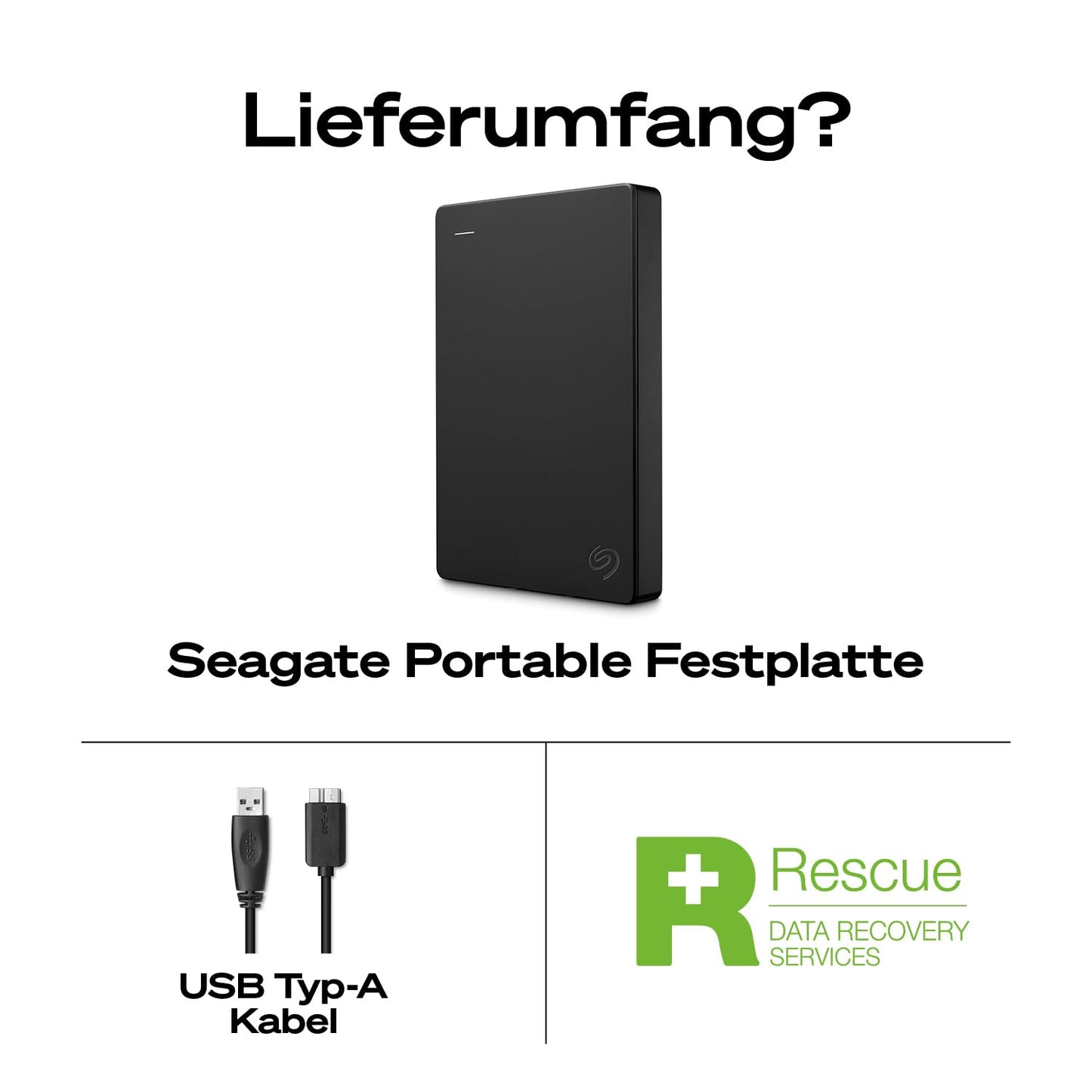 Seagate Portable Drive 4TB portable external hard drive, 2.5 inch, USB 3.0, incl. data recovery service (STGX4000400)