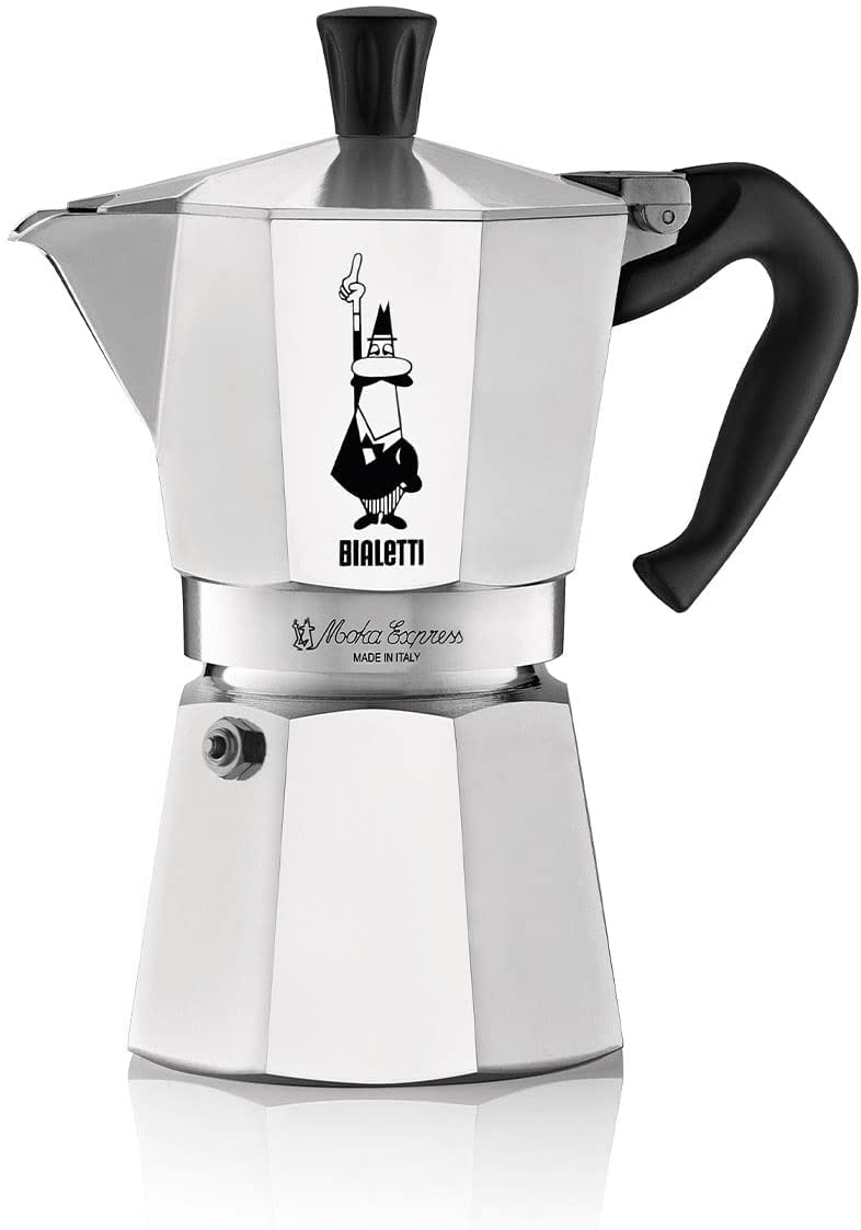 Bialetti Moka Express Iconic Stovetop Espresso Machine, Aluminum, 270ml, Silver/Black - 6800