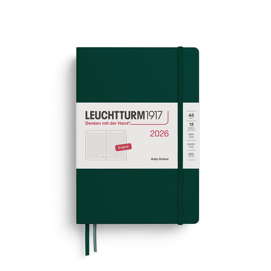 LEUCHTTURM1917 372479 Weekly Calendar & Notebook Medium (A5) 2026, 12 Months, Ink, German