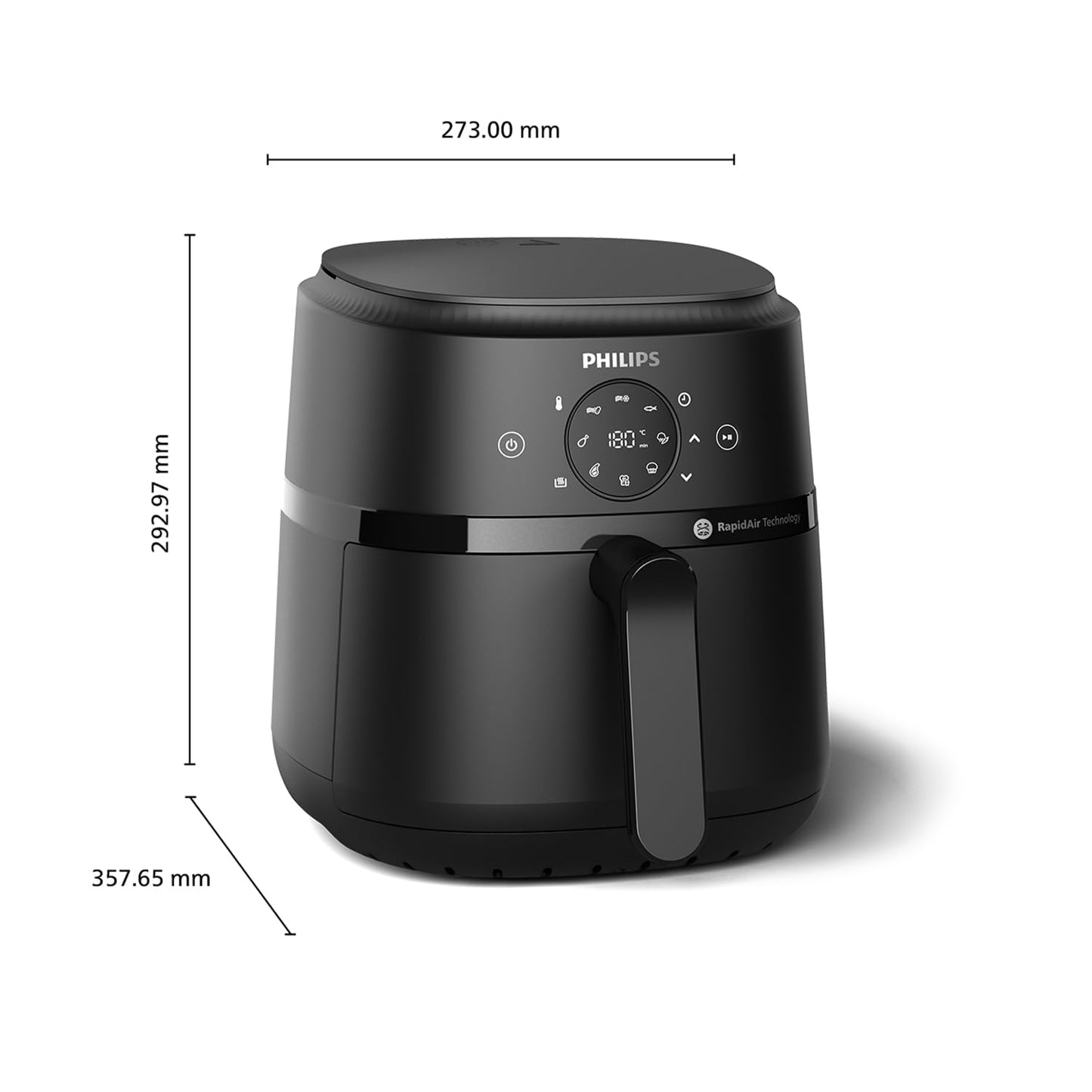 Philips Airfryer 2000 Series Hot Air Fryer, 4.2L, Digital Touchscreen, 13 Cooking Options, 9 Preset Functions, 90% Less Fat with RapidAir Technology, 1500W Power, Black (NA229/00)