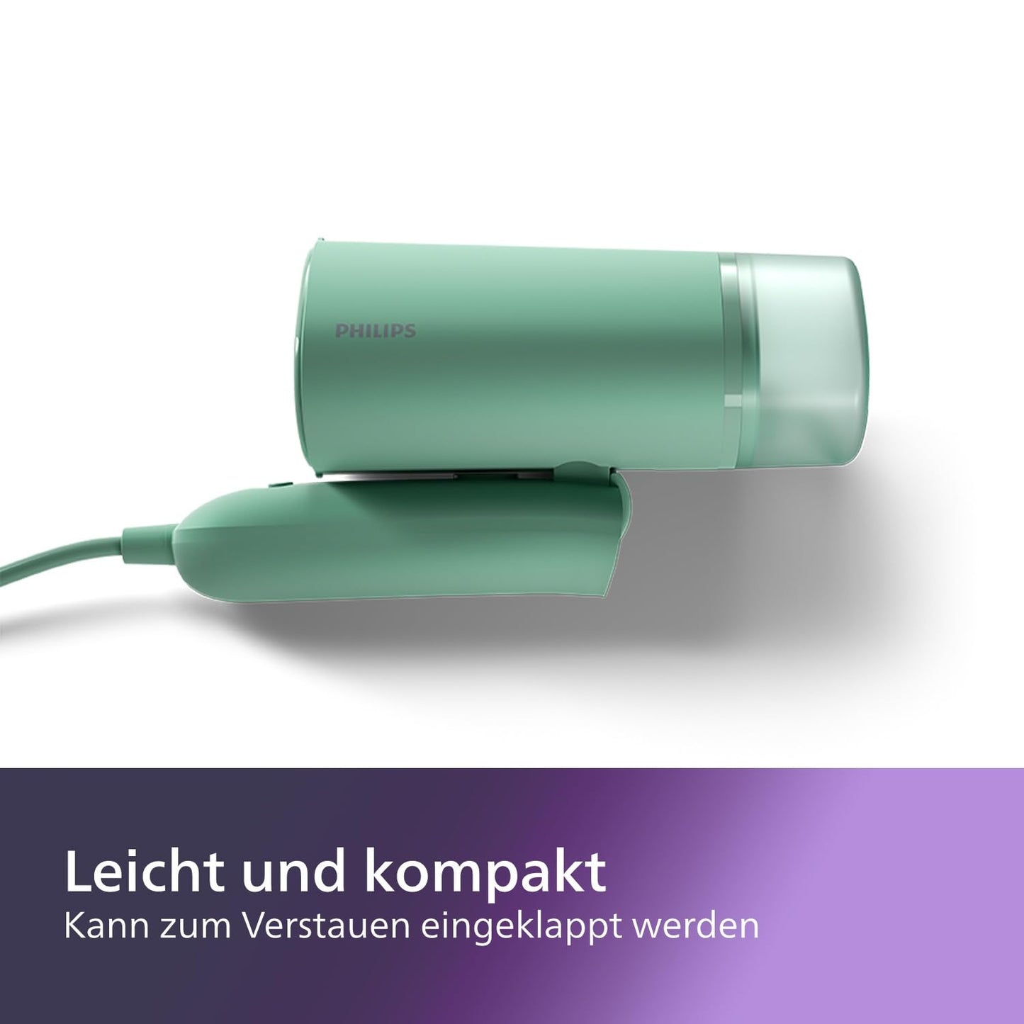 Philips 3000 Series Portable Steamer - 1000W, Compact and Foldable, 100ml Water Tank Constant Steam Output 20g/min, No Ironing Board Required, Green (STH3010/70)