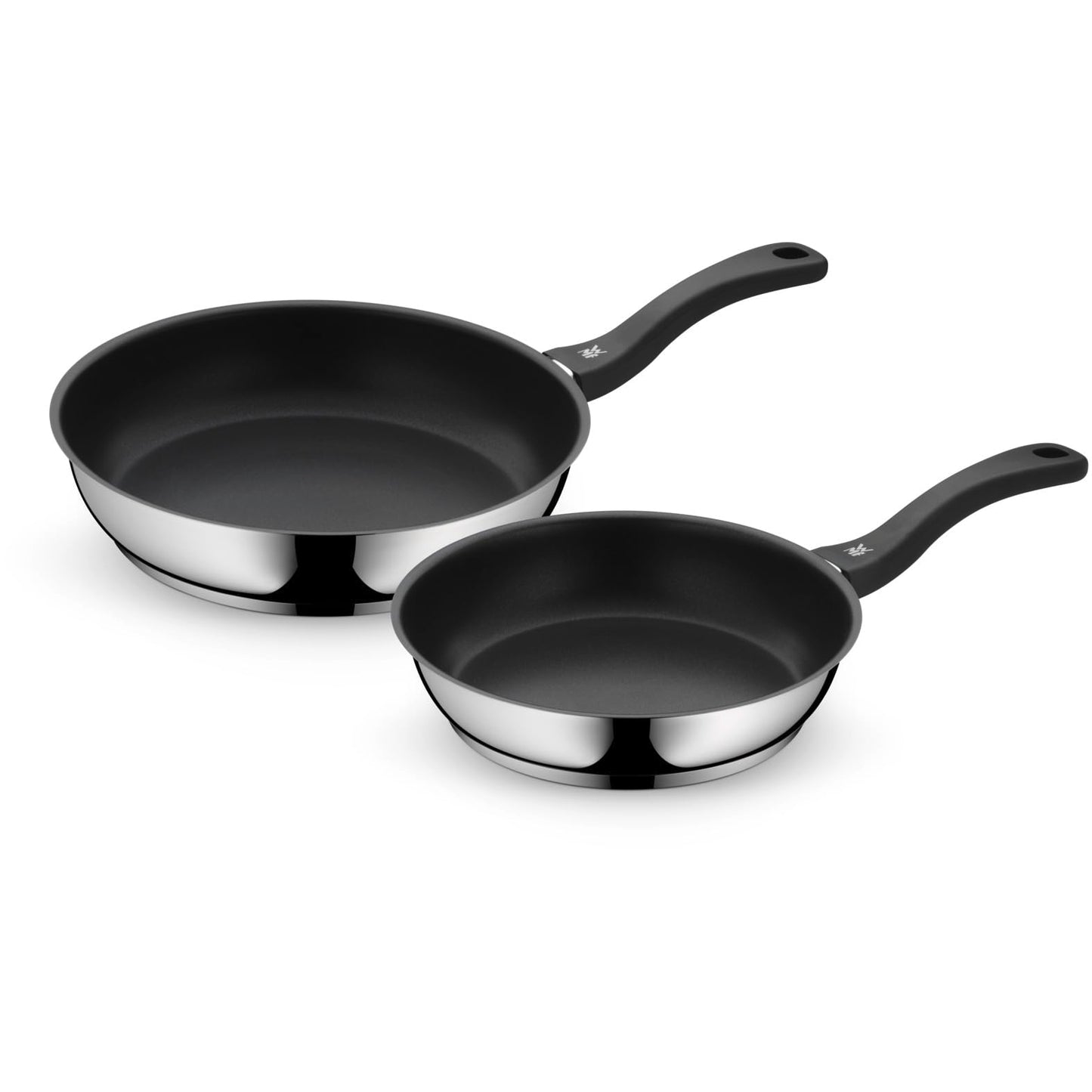 WMF Devil pan set induction 2-piece - frying pans 24, 28 cm - stainless steel Cromargan non-stick pan set, coated, dishwasher-safe, oven-safe, heat-resistant and scratch-resistant - 733026299