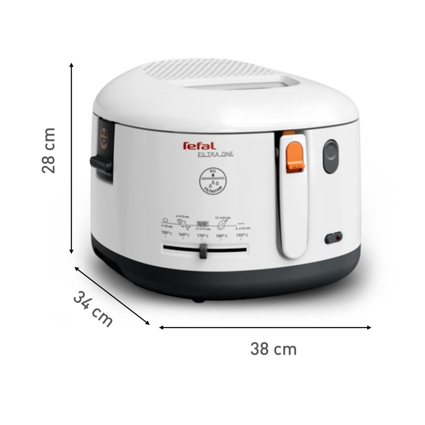 Tefal Fritteuse mit Ölfilter geruchsarm, wärmeisoliert sicher zum Anfassen, kompakt einklappbare Griffe, 150-190°C einstellbar, spülmaschinenfest, für Pommes Nuggets Snacks, antihaftbeschichtet - FF1631
