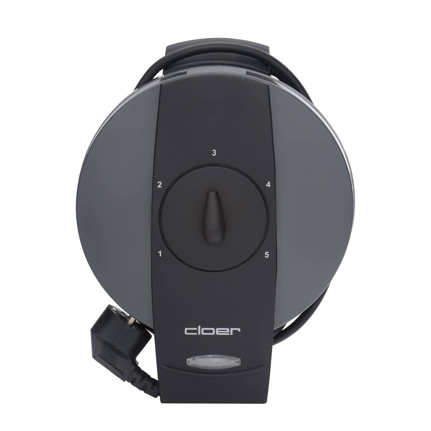 Cloer 1625 waffle iron for classic heart waffles, 930 W, waffle size 15.5 cm, continuously selectable browning level, practical stand function, metal, gray