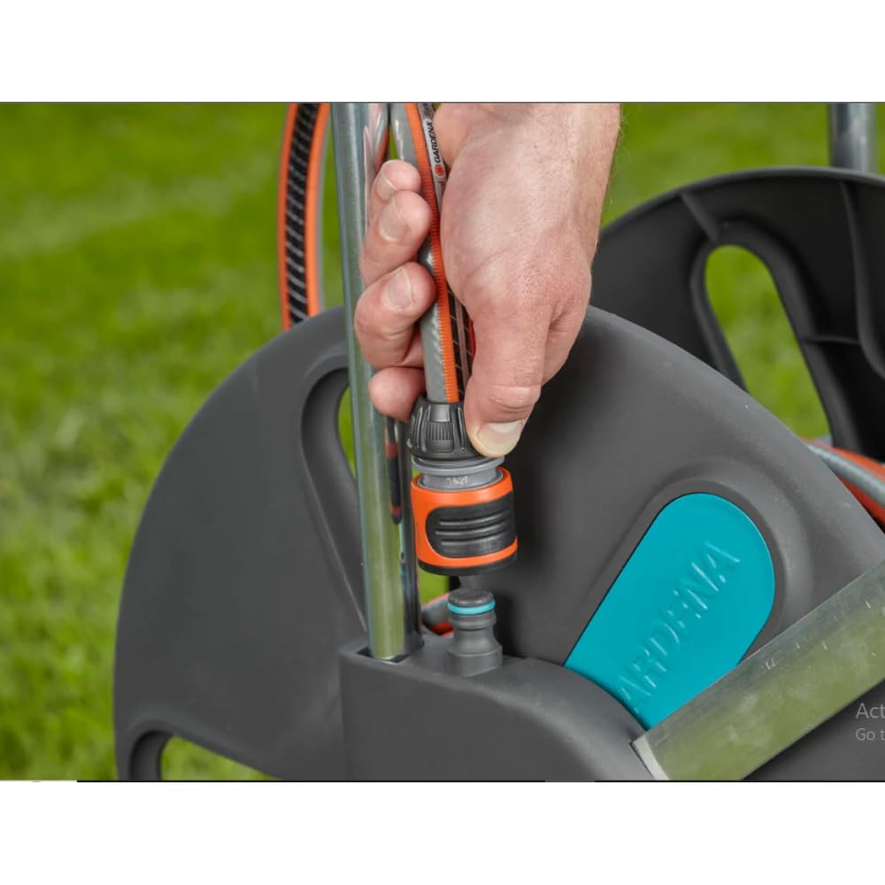 Gardena CleverRoll L Easy: cărucior pentru furtunuri cu o capacitate de până la 100 m, deosebit de stabil, cu ghidaj confortabil pentru furtun într-un cadru metalic robust, opritor de picurare, asamblare fără scule (18520-88) - 18520-20