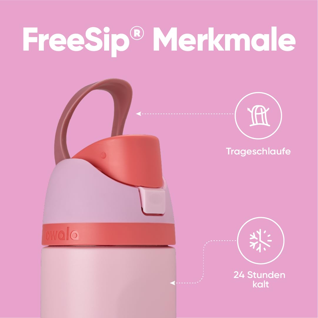 Owala FreeSip Insulated Stainless Steel Drinking Bottle with Straw, 710ml - BPA Free, Ideal for Sports, Fitness, Outdoors and Travel, Angle Food Cake - C08141