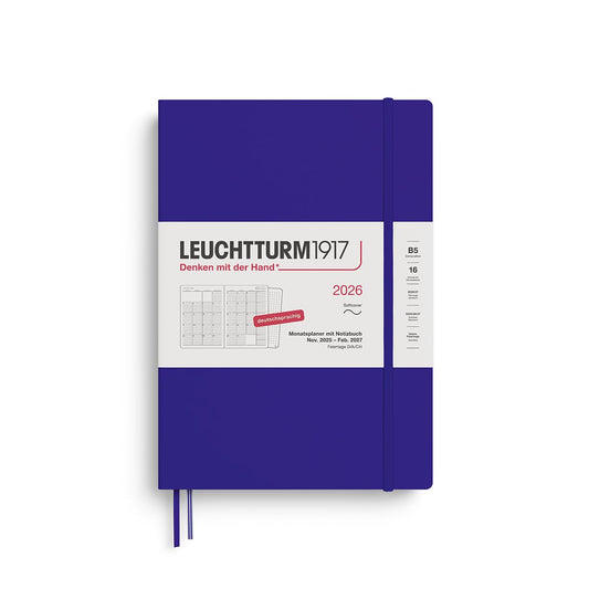 LEUCHTTURM1917 372608 Monthly Planner & Notebook Composition (B5) 2026, 16 Months (01 November 2025-28 February 2027), Softcover, Ink, German