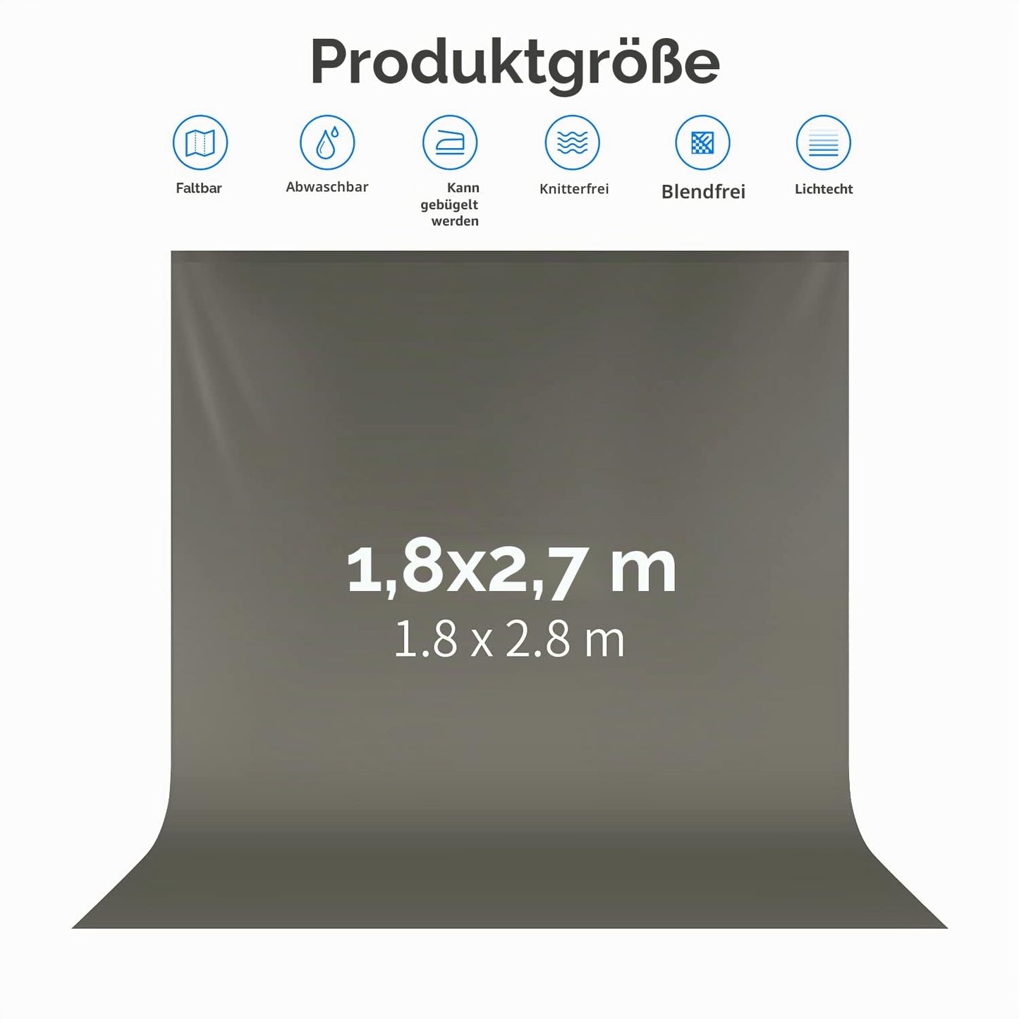 NEEWER 6x9ft/1.8x2.8m Photo Studio Backdrop 100% Pure Polyester Collapsible Backdrop for Photography, Video and TV (Background ONLY) - Gray - BD-0609