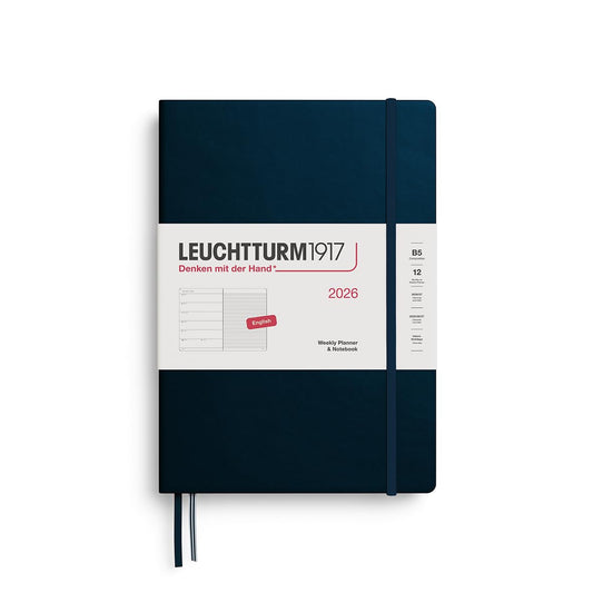 LEUCHTTURM1917 372648 Weekly Calendar & Notebook Composition (B5) 2026, Deep Sea, English